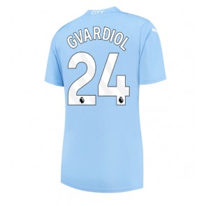 Manchester City Josko Gvardiol #24 Replica Home Stadium Shirt for Women 2023-24 Short Sleeve